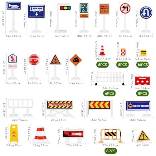 Street Road Signs Playset Miniatures Traffic Signs for Kids Street Signal Traffic Toys for Kids Playing