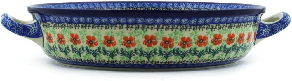 Polish Pottery Baker - Round with Handles - 10" - Maraschino