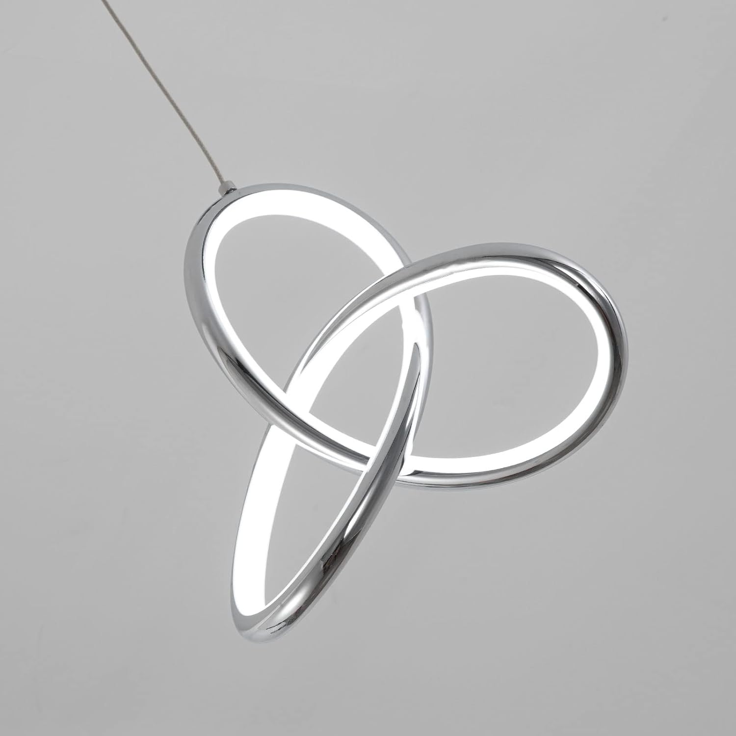 CANEOE Small Modern Led Pendant Light, 5500K Cold White Kitchen Island Pendant Lights Fixtures, Adjustable Integrated Pendant Lamp for Living Room Bedroom Hanging Light, 1 Pack (Chrome)