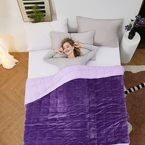 Satwip-Purple-Weighted-Blanket-15-Pounds-Fuzzy-Warm-Flannel-Throw-Blanket-with-Soft-Breathable-Sanded-48-x-72-inches-Purple