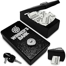 Winners Bank Pocket Safe Cash Box for Gamblers with Key Portable Metal Casino Money Saver Iron Lockbox for Slot Machine Winnings Secure Bill Storage for Responsible Gambling