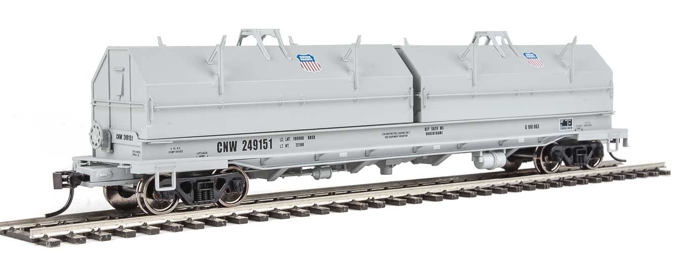 Walther Proto HO Scale 1/87 50' Evans Cushion Coil Car - Ready to Run - Union Pacific(R) CNW(TM) #249151 (Angled Hoods, Gray, Small UP Shield)