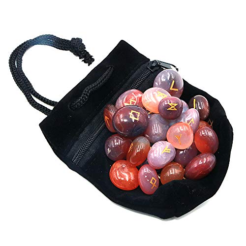 Namvo 25pcs Energy Dvining Stones with A Bag, Gemstone Runes with Engraved Lettering and Pouch - Image 3