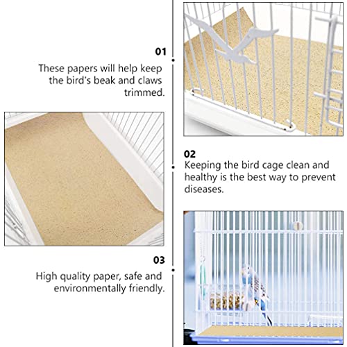 NUOBESTY 10 Sheets Bird Cage Liners Gravel Paper Parrot Cage Sandpapers Cushion Pad Pet Animal Bedding Accessories for Parakeets Cockatiels Conures Claw Grinding Random Color - Image 3