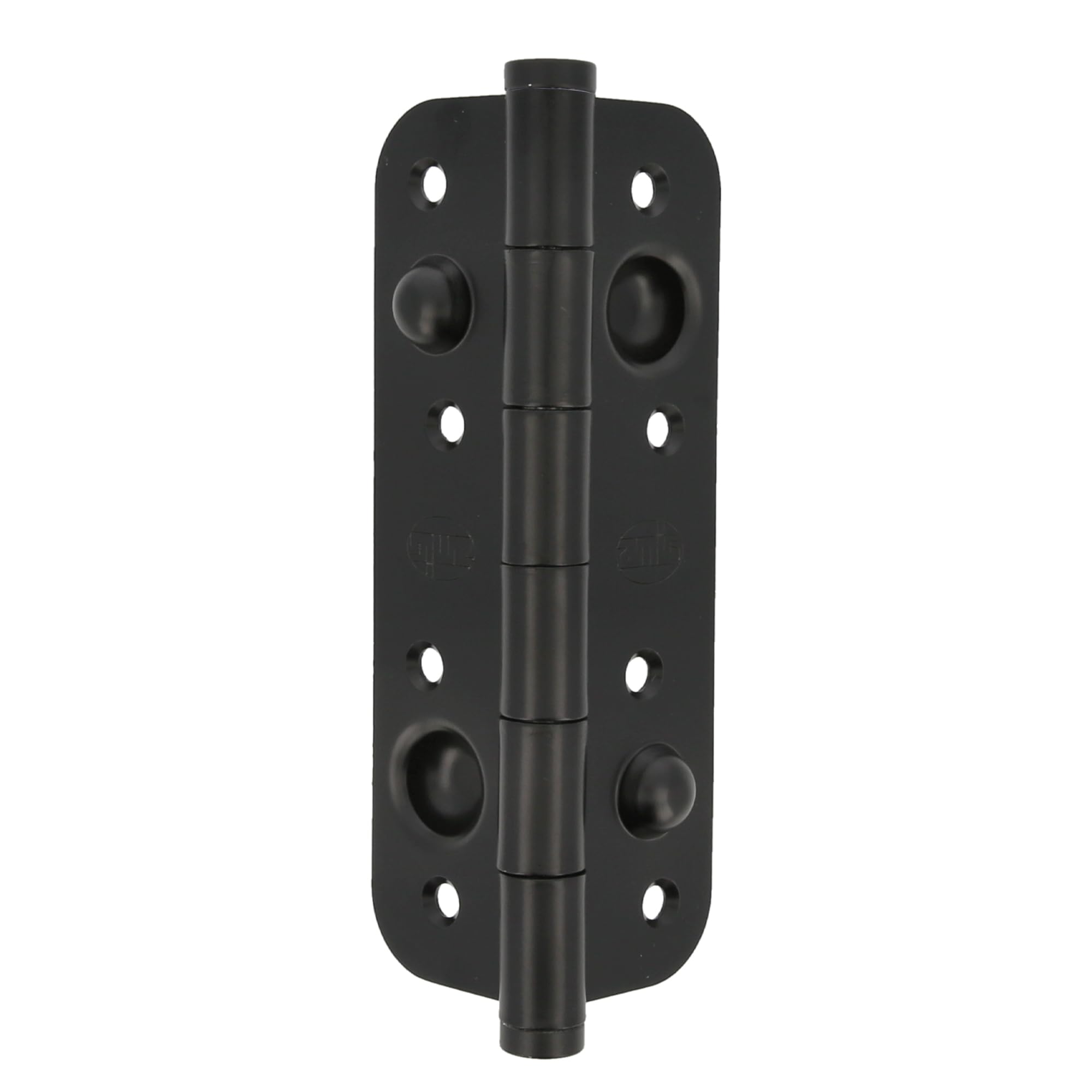 Amig - Pack de 6 Bisagras de Seguridad para Puertas - Cantos Redondos - Apertura y Cierre Silenciosos - Sujeta Puertas de Entrada con Firmeza - Acero - Negro Epoxi - 150 x 82 x 3 mm