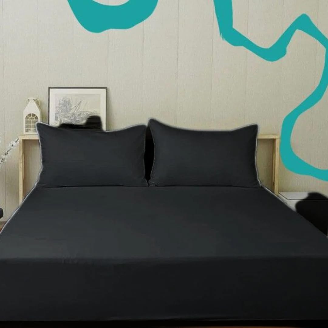 Draps en satin de bambou noir parure de lit classique King size - 7