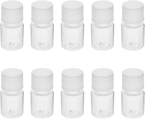 Bettomshin 10Pcs 5ml PE Plastic(Food Grade) Bottles with Caps, Lab Wide Mouth Small Plastic Water Bottles Reagent Bottle, Liquid/Solid Sample Seal