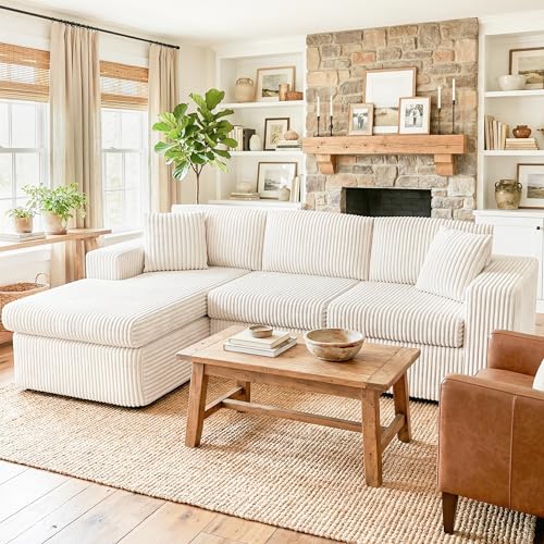 Shintenchi 105" Modular Sectional Sofa, Boneless L Shaped Couch with