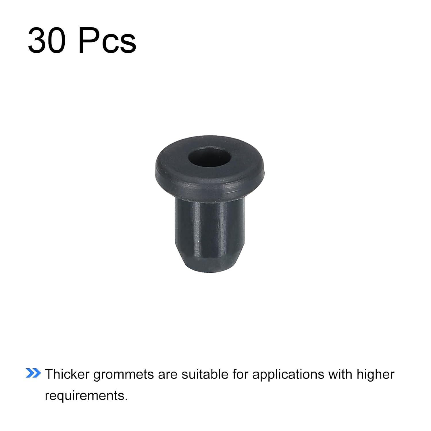 MECCANIXITY 30Pcs T Type Rubber Grommet Mount Dia 6mm (8x3.5x9mm) Seal Protection Flexible Hole Plugs for Cable Pipe Black