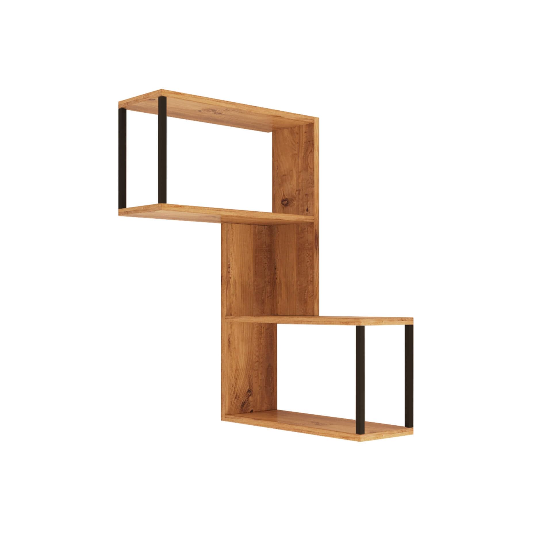 Rebecca Mobili Scaffale ad Angolo, Libreria Angolare Pensile, Marrone Grigio Scuro, Truciolato Ferro, Mensola per Soggiorno o Studio - Misure HxLxP: 85 x 53,5 x 19,5 cm - Art. RE7227