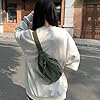 Sac banane en velours côtelé pour femme - Avec bandoulière réglable - Tendance - Pour l'extérieur, le sport, les voyages, la course, l'école - Vert - 34 x 15 x 11 cm, vert, Polyvalent #4
