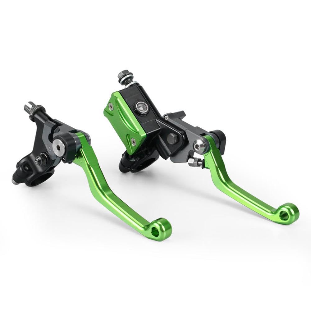 Gxbzhcaqy Green Cnc 7/8 Inch Hydraulic Brake And Clutch Lever Set Compatible With Kx125 Kx250 Kx250f Kx450f Kx65 Kx85 Klx125 Klx250 Klx450r(Green)
