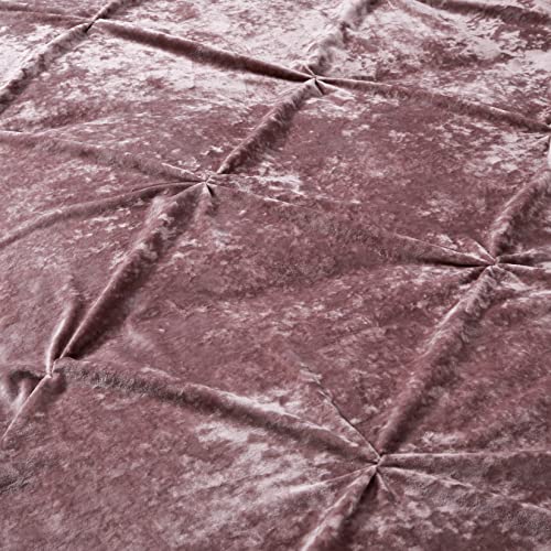 Caromio Velvet Duvet Cover Queen Size - Luxury Pinch Pleated Duvet Cover Bedding Set Soft Pintuck Velvet Comforter Cover Set With Corner Ties And Button Closure, Dusty Pink, 90"X90" #TOP2