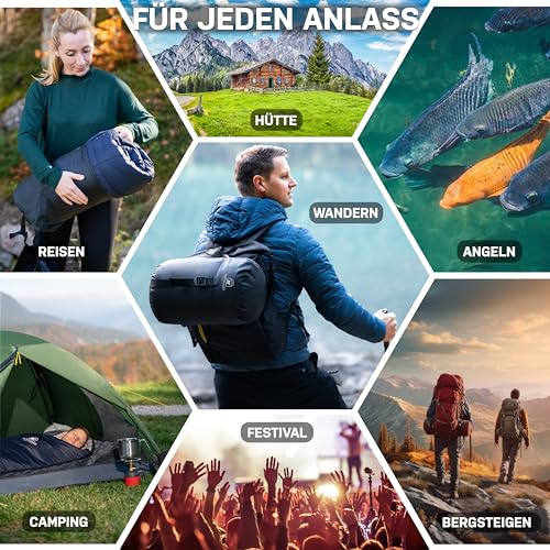 Foto von NORDBÄR® Schlafsack 3 Jahreszeiten & Sommer Ultraleicht [750g/1500g] | Camping Mumienschlafsack | kleines Packmaß [100GSM/300GMS] | Outdoor Reise Hüttenschlafsack| Sommerschlafsack