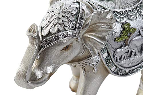 Statuette éléphant argenté 19,5 cm pour salon design chic