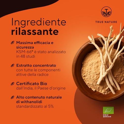 Bio Ashwagandha KSM-66-210 Capsule - Alto Dosaggio di 600 mg al giorno (Withania Somnifera) - vegano, Bio India, testato in Laboratorio, produzione Tedesca - TRUE NATURE - 3