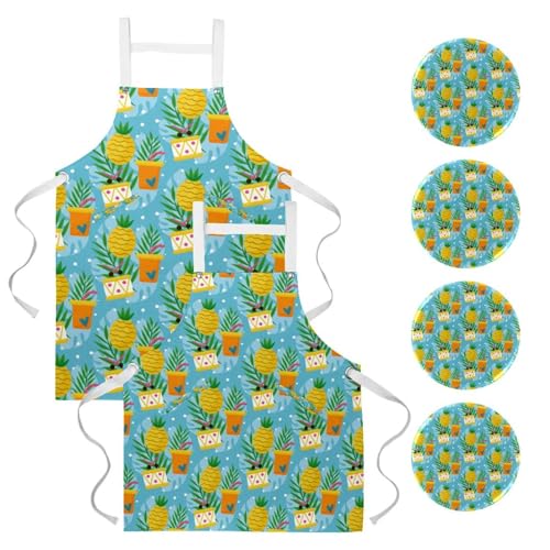 Tablier de serveuse anti-taches lot de 2 réglable avec 4 broches