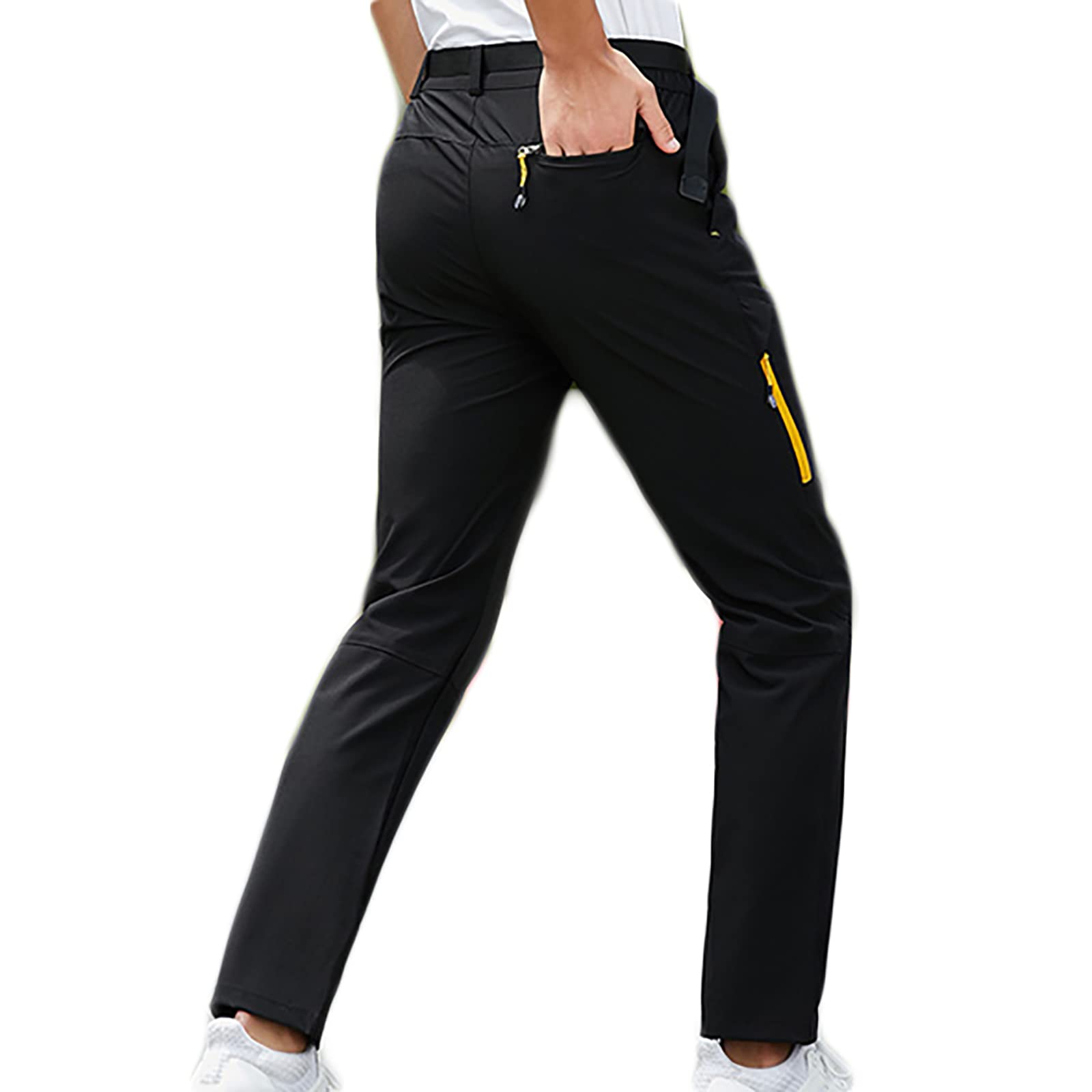 Pantalon Montaña Hombres Secado Rápido Impermeable Pantalones Trekking Escalada Senderismo Transpirables(Size:L,Color:Negro)