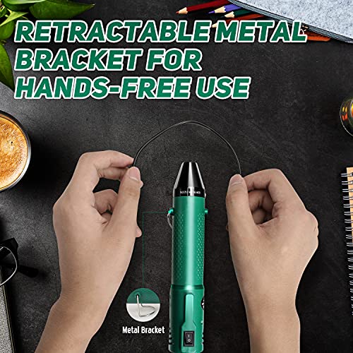 SEEKONE Mini Heat Gun, 150W 392℉ Handheld Hot Air Gun Tool with 4.9Ft Long Cable for Craft Embossing, Shrink Wrapping, Epoxy Resin& Vinyl, Electronics Repairing and Stripping Paint (Green)