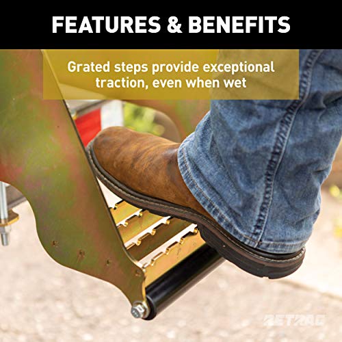 Retrac 409924 Highrise Folding Rear Semi Truck Steps With Auto-Stow, Fits 4-Inch Bumper Beam, Steel, 600 Lbs, Semi Trailers, Box Trucks #TOP4