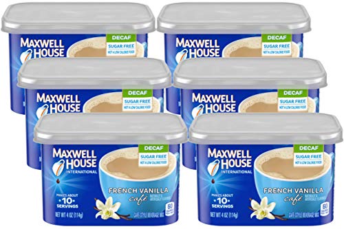 Maxwell House International Decaf Sugar Free French Vanilla Café, 4 oz Cans (Pack of 6)