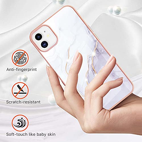 IMIRST Basic Case Compatiable with iPhone 11 IMD Soft TPU Silicone Bumper Matte Marble Scratch-Resistant Slim Protective Phone Case Back Cover for Apple iPhone 11,YBI White - Image 2