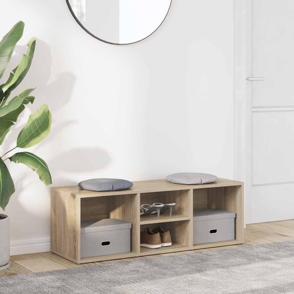Szafka na buty, dąb Sonoma, materiał drewnopochodny, 105 x 35 x 35 cm, z 4 półkami, ławka do siedzenia, korytarz, garderoba, regał na buty, organizer do przechowywania
