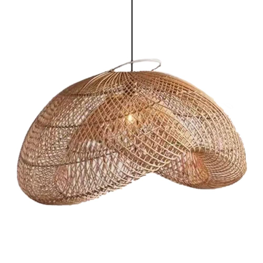 LQZCXMF Southeast Asian Style Chandelier Geometry Bamboo Chandeliers Fixture Rattan Basket Light Fixtures Rustic Wabi-sabi Rattan Lamp Shade for Living Room, Bedroom, Dining Room 1-Pack