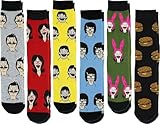 Hyp Bob's Burgers Men's Casual Crew Socks, 6-Pack, Size 8-12