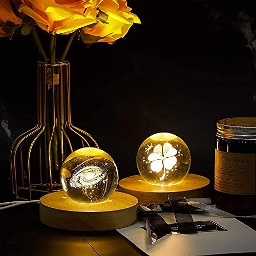 Tiardey Crystal Display Stand Colorful LED Lights Base,Multi-Color Round Wooden Lighted Base Stand for Crystal Glass Resin Art