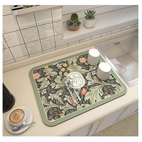 UIRPK Kitchen Super Absorbent Draining Mat,Absorbent Draining Mat,1PCS Fantasy Style Draining Mat (E,40 * 50cm)