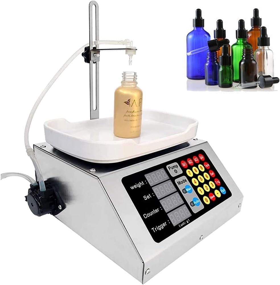 Liquid Filling Machine, 3-300ml Automatic Numerical Digital Control Bottle Filler Machine, High Precision Peristaltic Pump Weighing Filling Machine for Essential Oil, Oral Liquid, Perfume