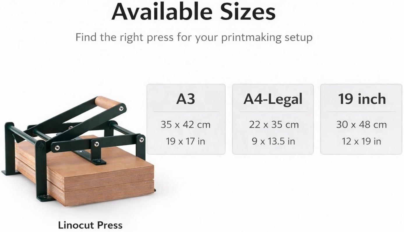 AsellPress Linocut Printing Press Machine – Beech Plywood, Compact & Durable Hand Press for Linoleum Block Printmaking, Artists, Students & Hobbyists (A3, A4, A5 Options) (A4)