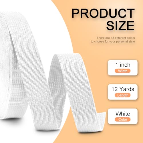 Image of CooBigo 12 Yards Webbing 1 inch & 1.5 inch & 2 inch Polypropylene Webbing Strap 1 Inch 1.5 Inch 2 Inch Wide Webbing Strapping for Bags /Lawn Chair /Pool Solar Cover DIY Crafting