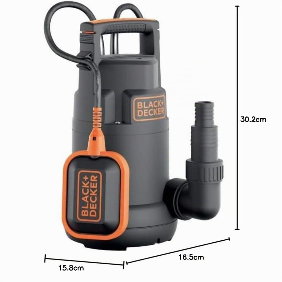 BLACK+DECKER BXUP750PTE Pompe Submersible Multifonction Eaux Claires et Eaux Sales (750 W, Débit max. 1300 l/h, Hauteur d'élévation 8 m) Noir