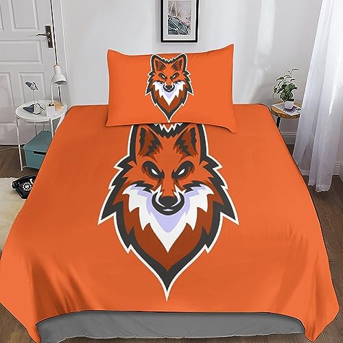 MR Fox 3 Piezas Conjuntos De Cama Funda De EdredóN NiñOs Adolescentes Adulto Niñas De Microfibra Suave ImpresióN 3D Cartoon Animals Funda Nórdica Juego De Cama Single（135x200cm）
