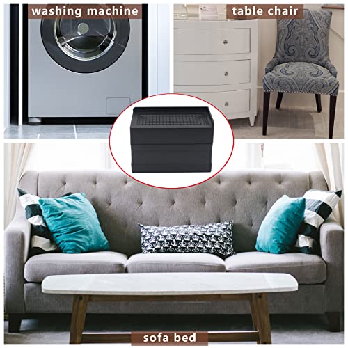 Hanihua 4 Sets Bed Furniture Risers 3 Inch, Black Adjustable Bed Risers, Rectangle Heavy Duty Furniture Lifts Raisers For Table, Dorm, Couch, Sofa, Bed Frame, Supports Up To 1,800 Lbs #TOP1