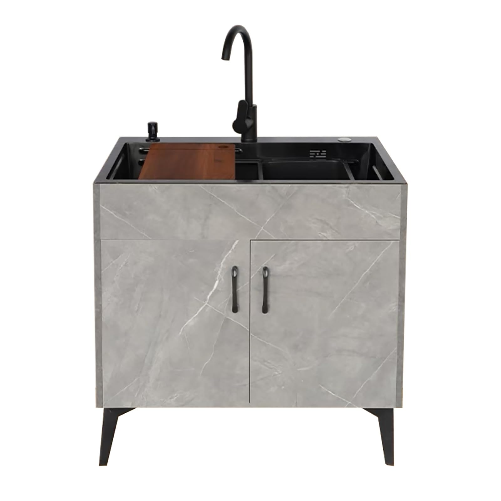 YADZISW Stainless Steel Utility Sink with Storage Shelves, Hot & Cold Faucet, and Drainer for Kitchen, Bathroom, Restaurant, Farmhouse, Laundry