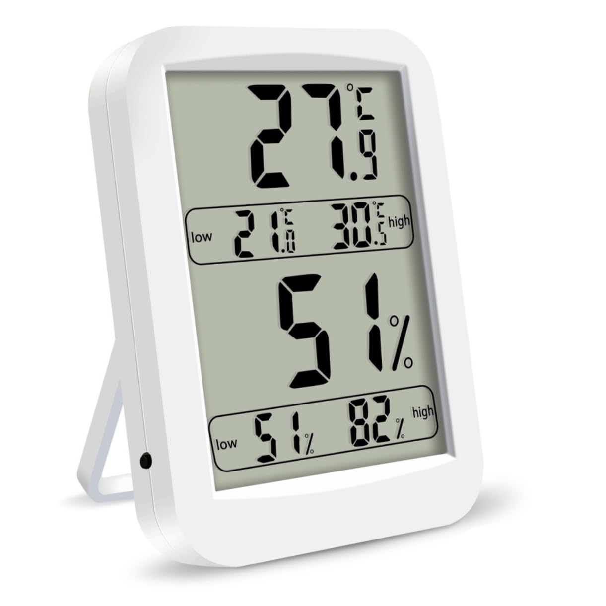 Termometro Ambiente Interno Esterno Digitale Display Lcd Grande | Igrometro Digitale Bianco in Abs, Intervallo Temperatura 10 a 70 °c, Alimentazione 1 Batteria Aaa Non Inclusa
