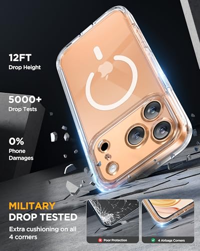 Image of Miracase for iPhone 17 Pro Max Case 6.9 inch Full-Body Phone Case with Built-in Glass Screen Protector& Full Camera Protector,[Magnetic with MagSafe] Drop Proof 17 ProMax Cover, Clear
