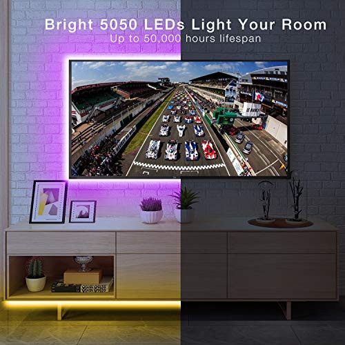 Hyrion 25Ft Led Light Strips, 1 Roll Of 25 Ft Led Lights For Bedroom With 44 Keys Remote For Bedroom, Kitchen, Desk, Color Changing Led Lights For Home Decoration #TOP4