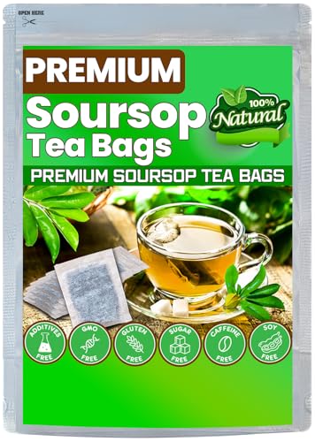 Image of KEYXE Premium Soursop Graviola Dried Leaves Tea, 40 Cups, Hoja Guanabana (120 Count)