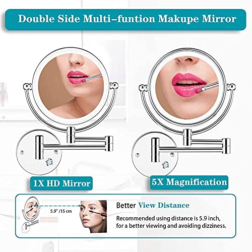 Miroir de maquillage mural extensible pour corriger les défauts d'éclairage et de précision - 3