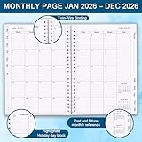 2026 Diary, January 2026 - December 2026, A5 Weekly Planner with 12 Monthly Tabs, Back Pocket, Planner 2026 with Elastic Closure, Flexible Cover, 14.8×21cm, Blue Watercolor - Image 2