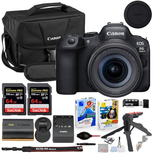 Image of Canon EOS R6 Mark II Mirrorless Camera with RF 24-105mm STM Lens Bundle with Canon 200ES EOS Shoulder Bag + 2X 64GB Extreme Memory Cards + Accessory Kit