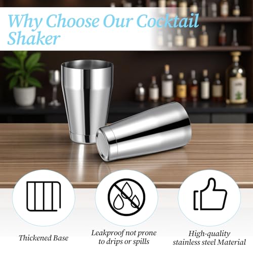 Coctelera Boston antiderrames de 8 piezas en acero inoxidable con vasos de 18 y 24 oz plata 4