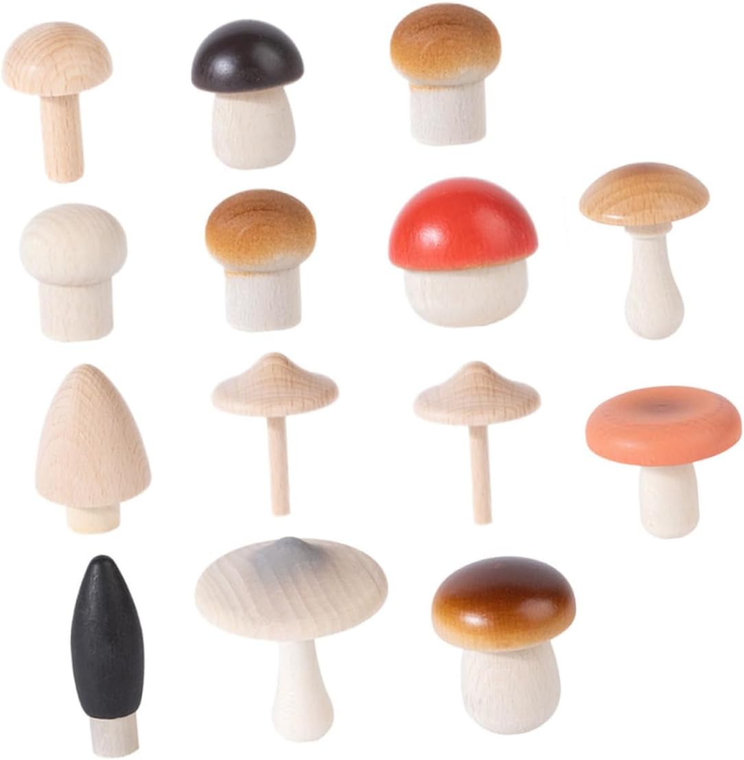 Wooden Mushroom Craft Decorative Statues Realistic Cottagecore Decor for Home Photography and Education Lightweight Durable Props for Parties and Displays