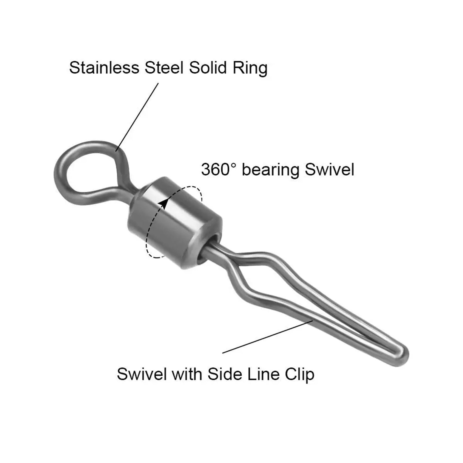 100 Uds. Giratorios con Clip de línea lateral, anzuelos colgantes for pesca y conector de basura, barril giratorio, suministros de pesca(6-)