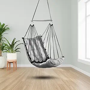 Arvabil Handmade Smart Comfort Velvet Hanging Swing for Adults/Hammock Swing/Swing for Balcony/Swing Chair/Cotton Hammock (Grey, DIY(Do-It-Yourself)) (Grey)