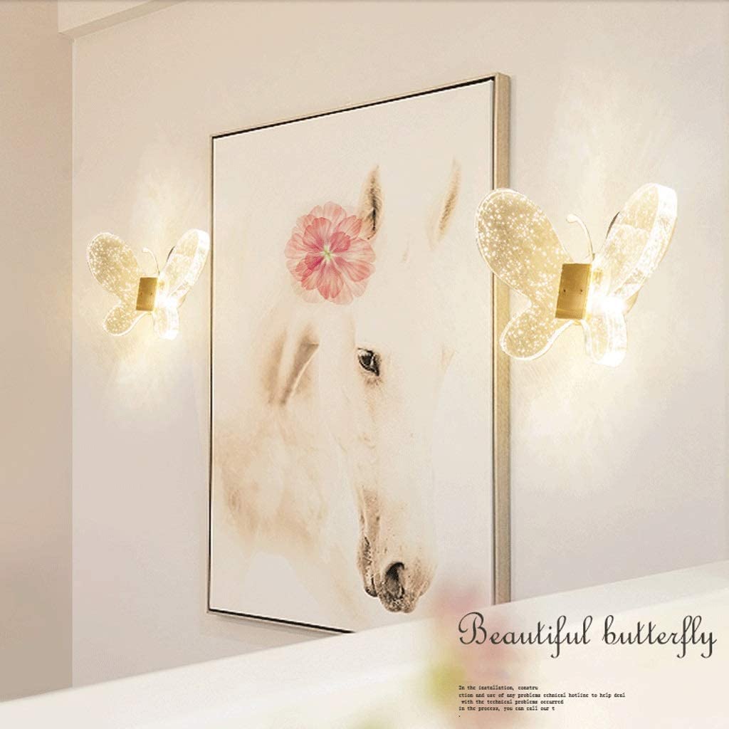 Wall Light Retro Aplique de Pared con Forma de Mariposa, luz de Pared de Cristal con 2 lámparas, lámpara de Pared Creativa para Dormitorio, lámpara de Pared, iluminación Decorativa para casa